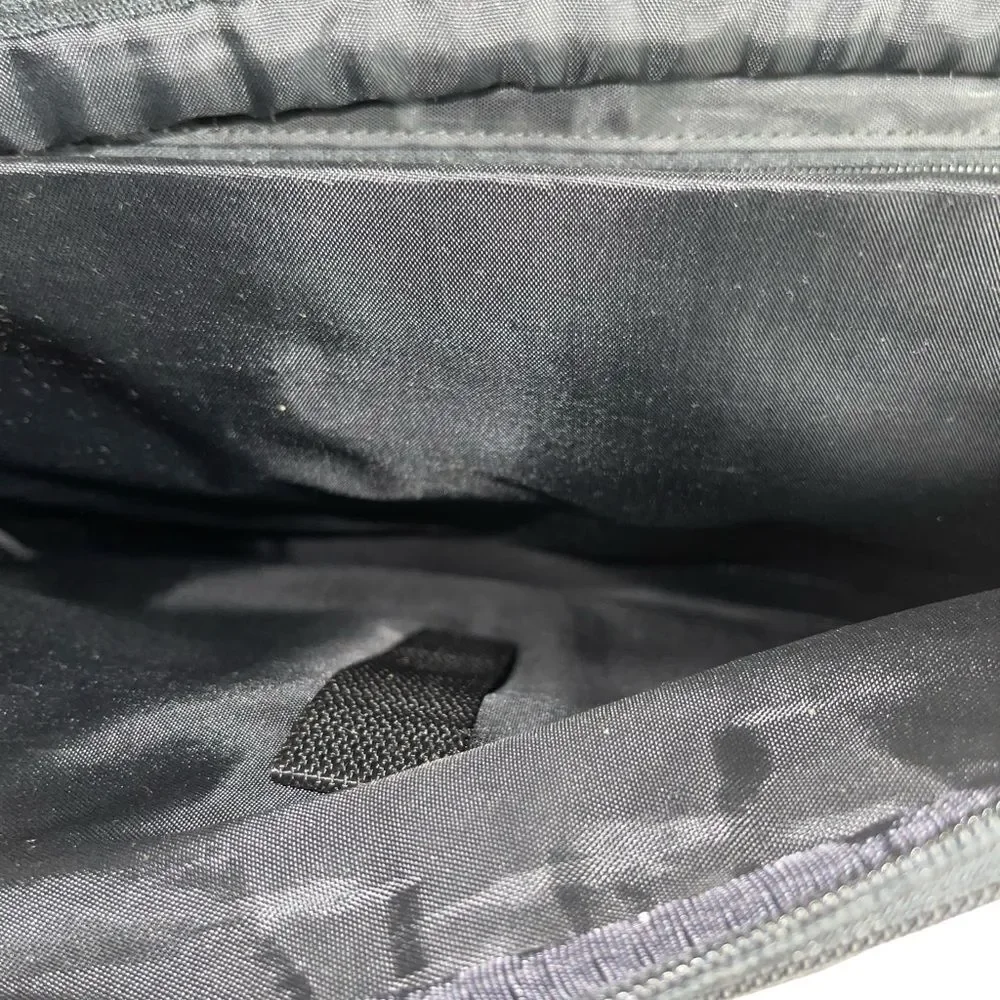 Wilson leather Black Leather Briefcase laptop Nylon side silver tone hardwares.
